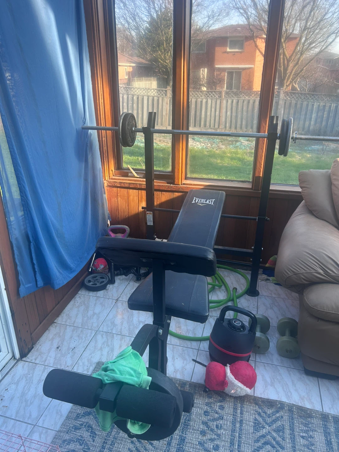 Workout bench and weights