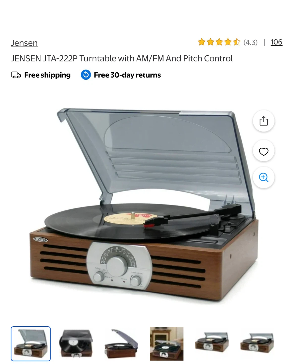 Jensen JTA-222P Turntable with AM/FM Radio