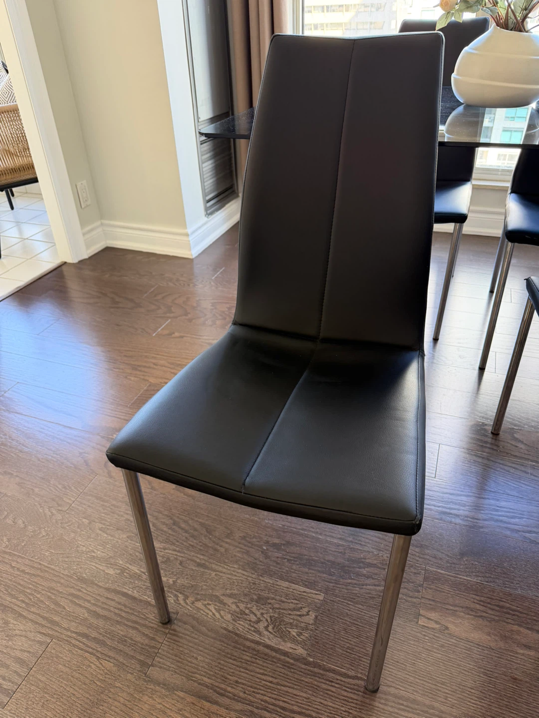 Glass Top Dining Table with 4 Black Chairs - photo 4