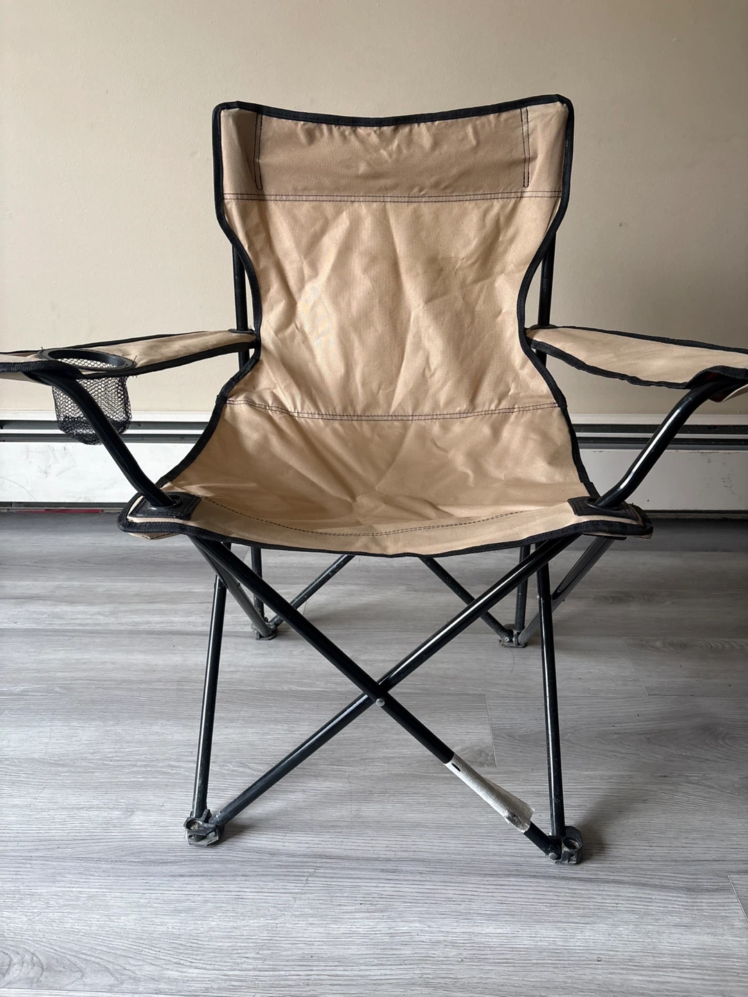 Tan Camping Chair with Cup Holder