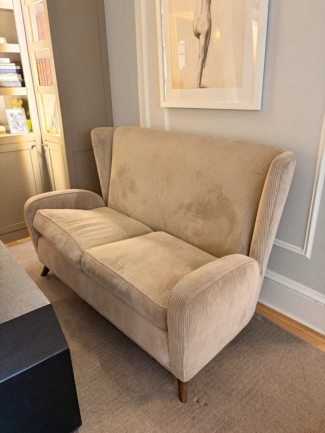 Beige Corduroy Loveseat - photo 3