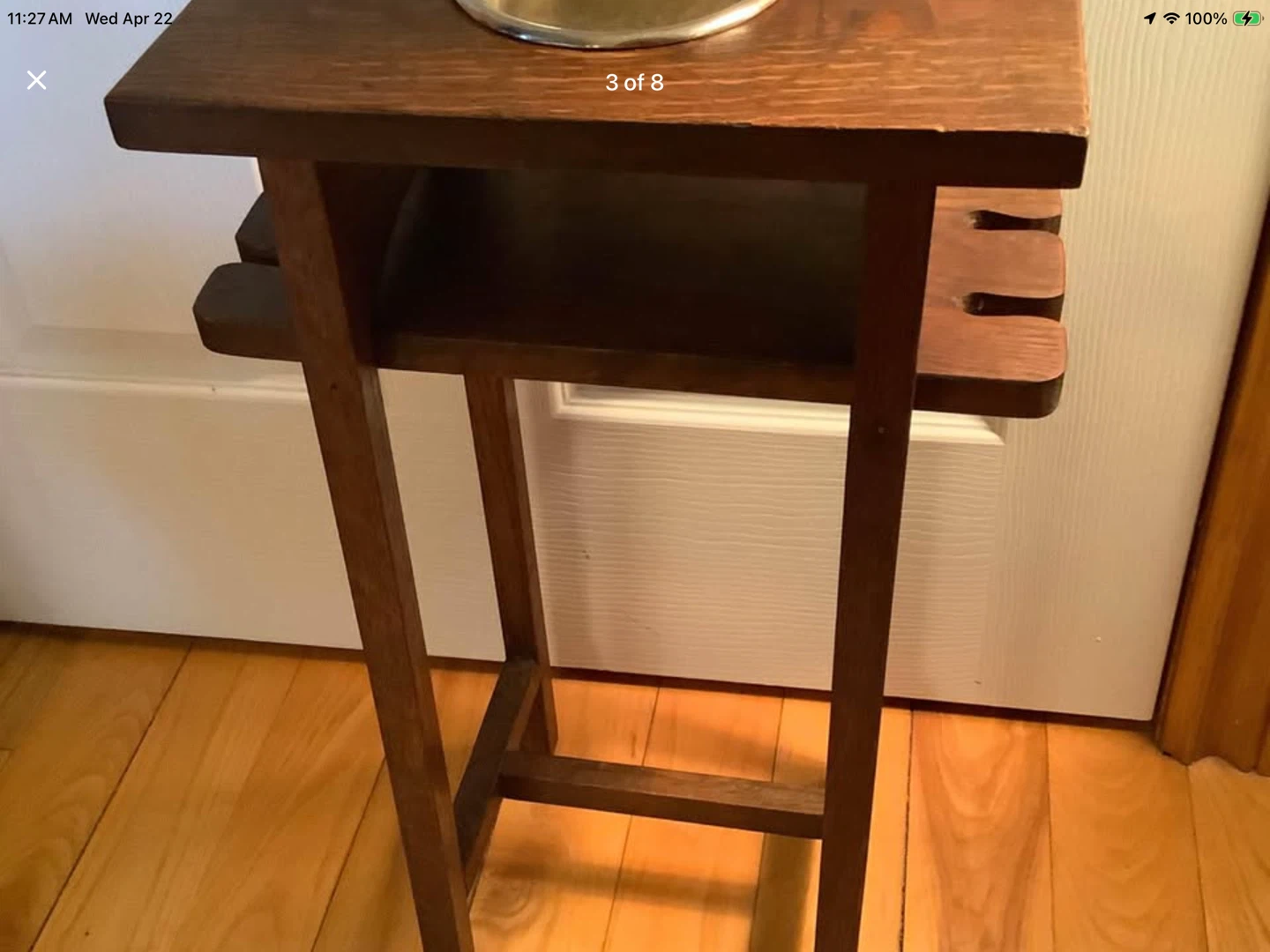 Antique Oak Wd Smoker’s Table/Stand w Copper Inlay 🐞 - photo 5