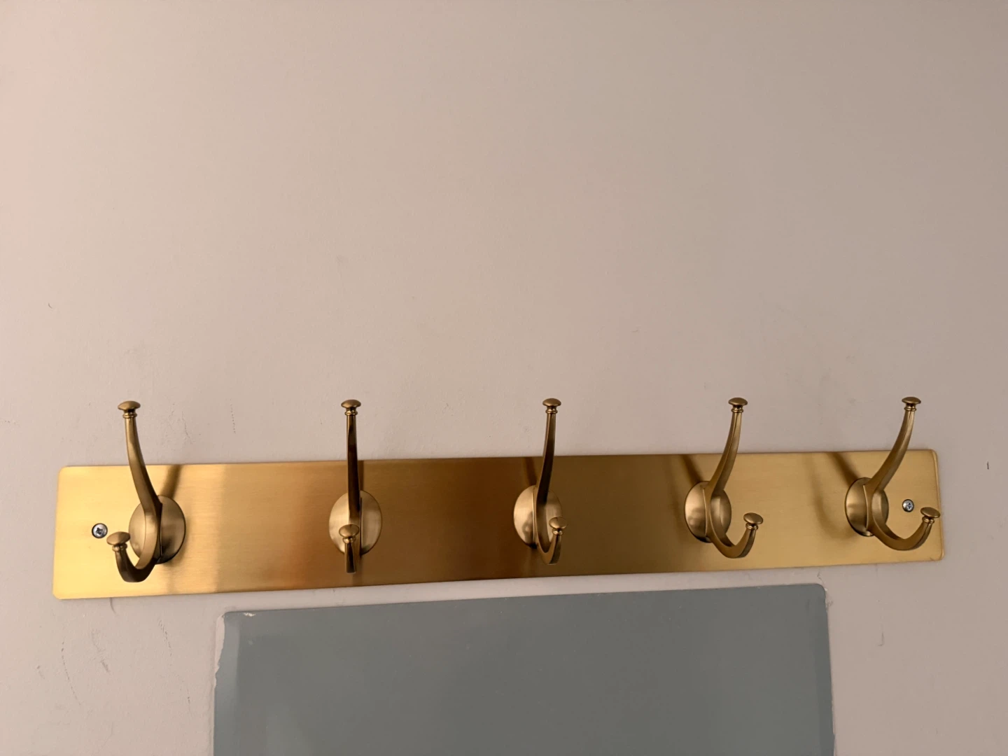 Brass Finish Wall Hook Rack - 5 Hooks - photo 2