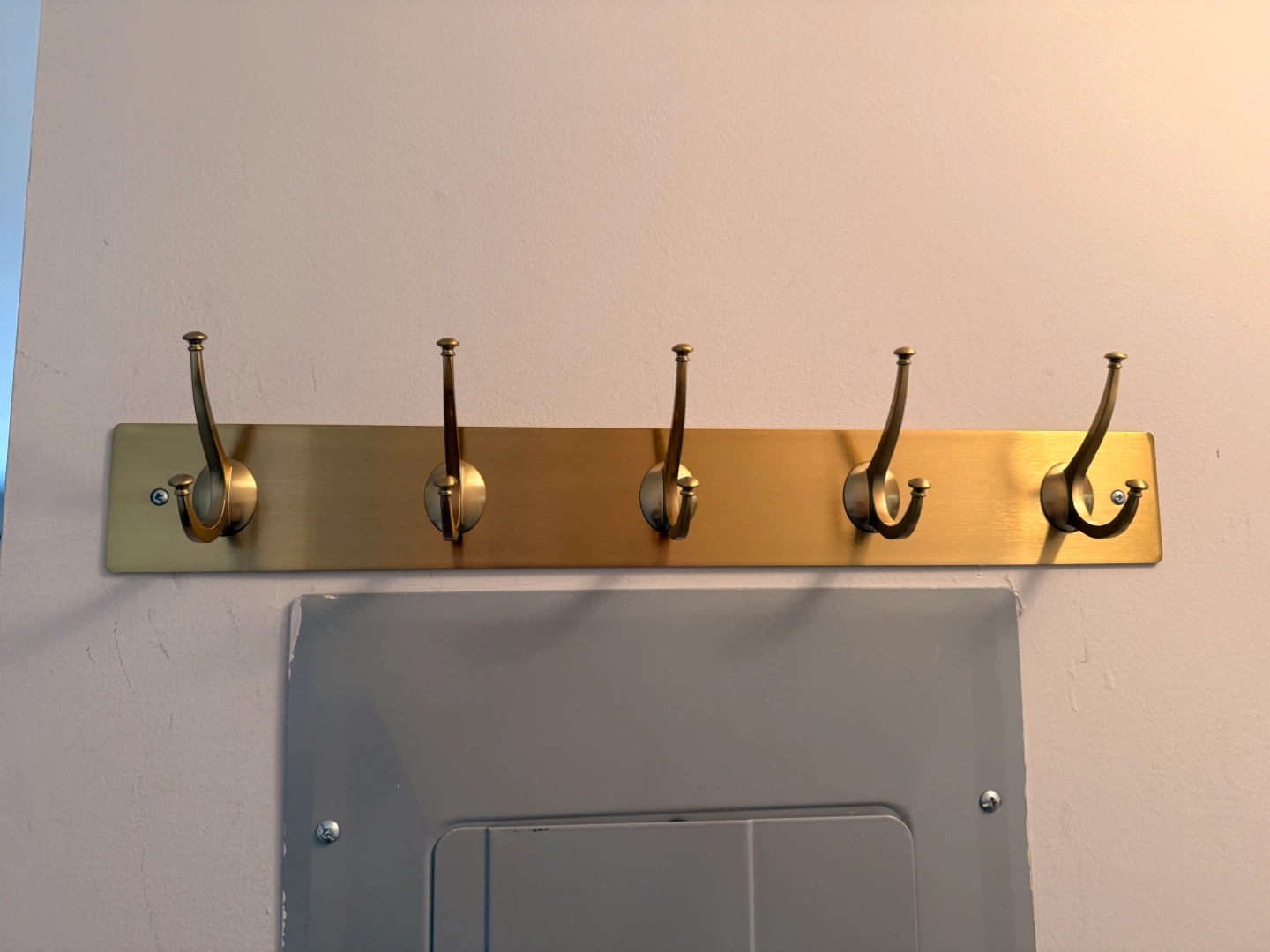 Brass Finish Wall Hook Rack - 5 Hooks