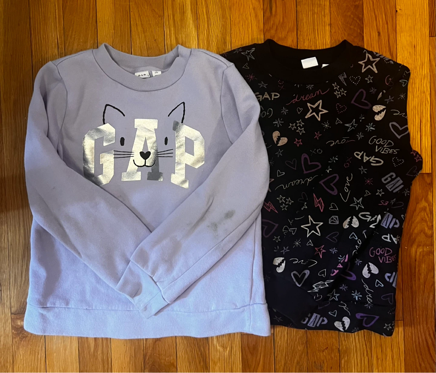 Gap Girls Sweatshirts Bundle - Purple Cat & Black Graphic Print