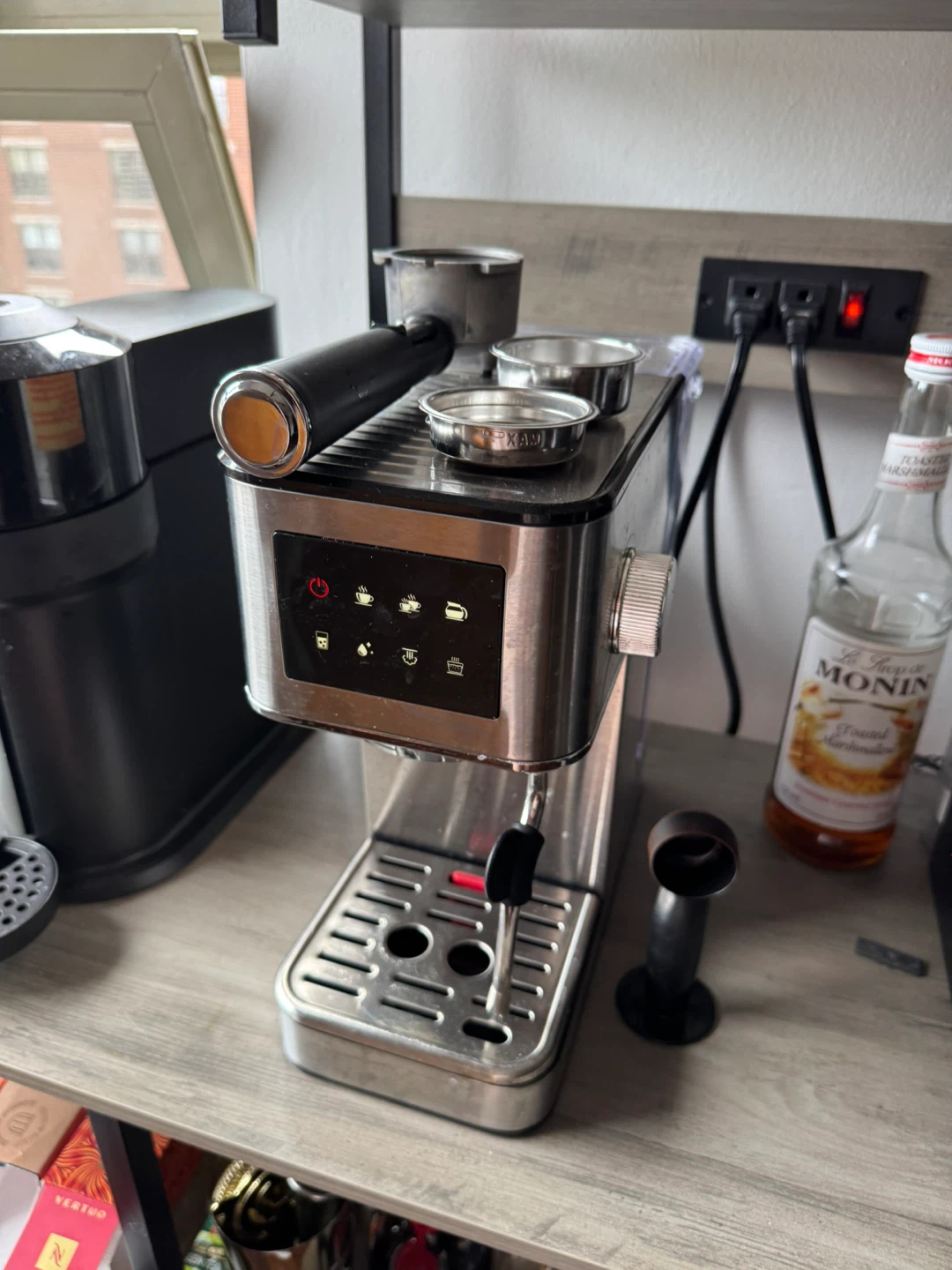 Espresso Machine with Portafilter and Tamper