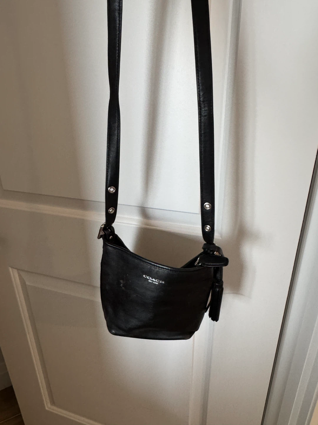Coach Black Leather Crossbody Purse with Tassel Accent - photo 2