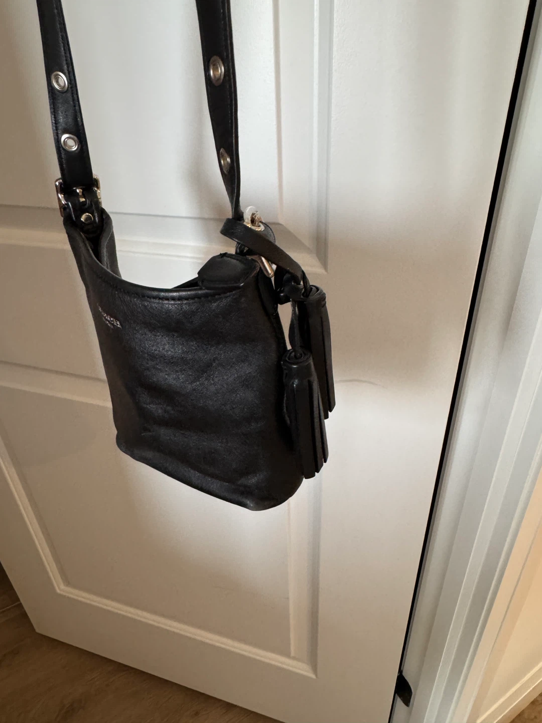 Coach Black Leather Crossbody Purse with Tassel Accent - photo 3