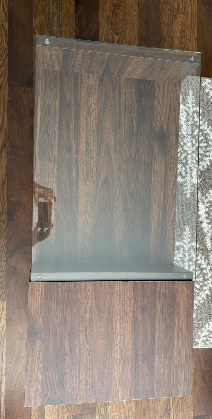 Modern Walnut Coffee Table with Glass Top and Drawer - photo 5