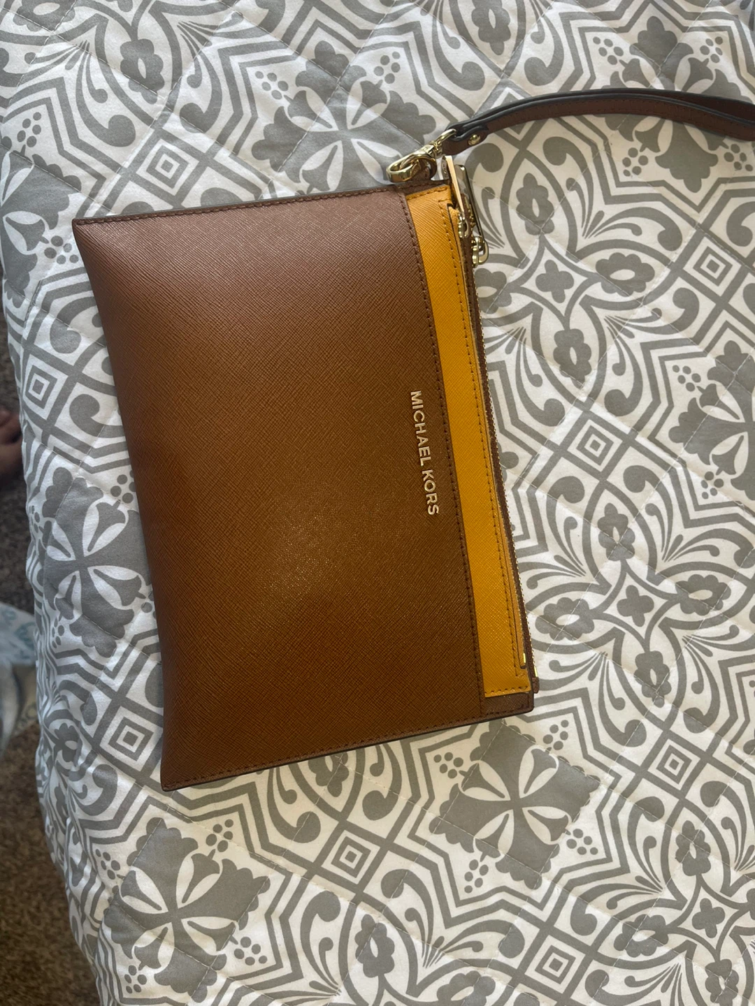 Michael Kors Brown & Yellow Clutch