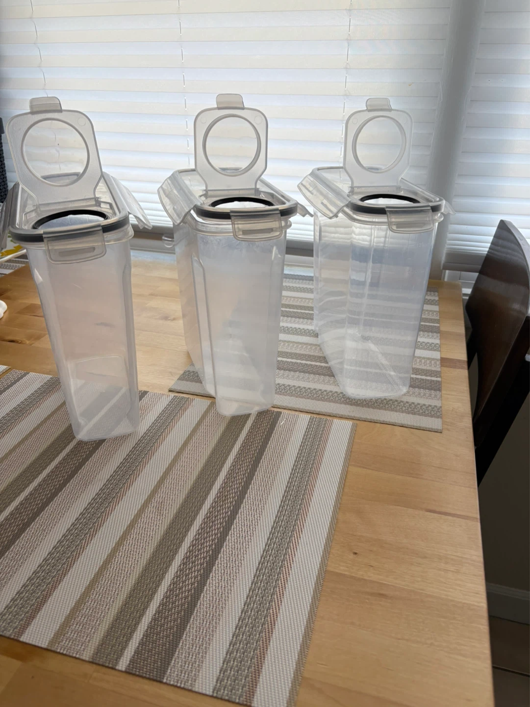 Set of 3 Clear Plastic Food Storage Containers