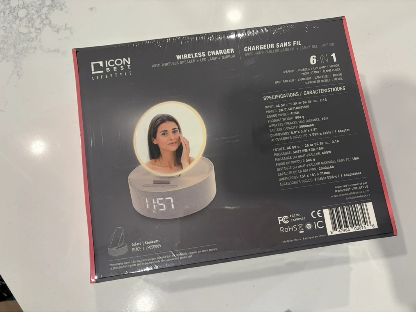 6-in-1 Wireless Charger Speaker LED Lamp Mirror - photo 2