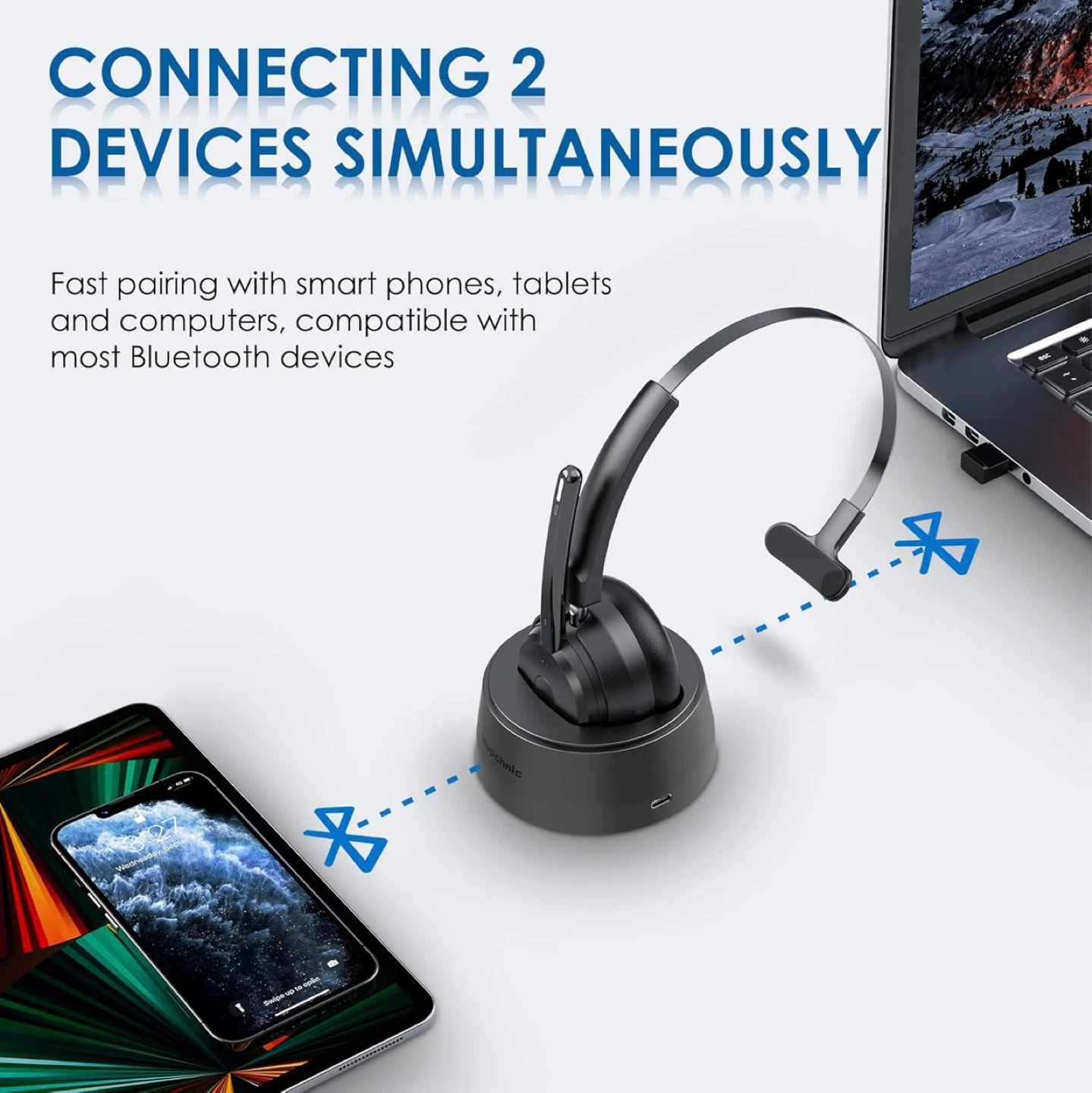 Mopchnic Wireless Bluetooth Headset with Microphone - photo 3