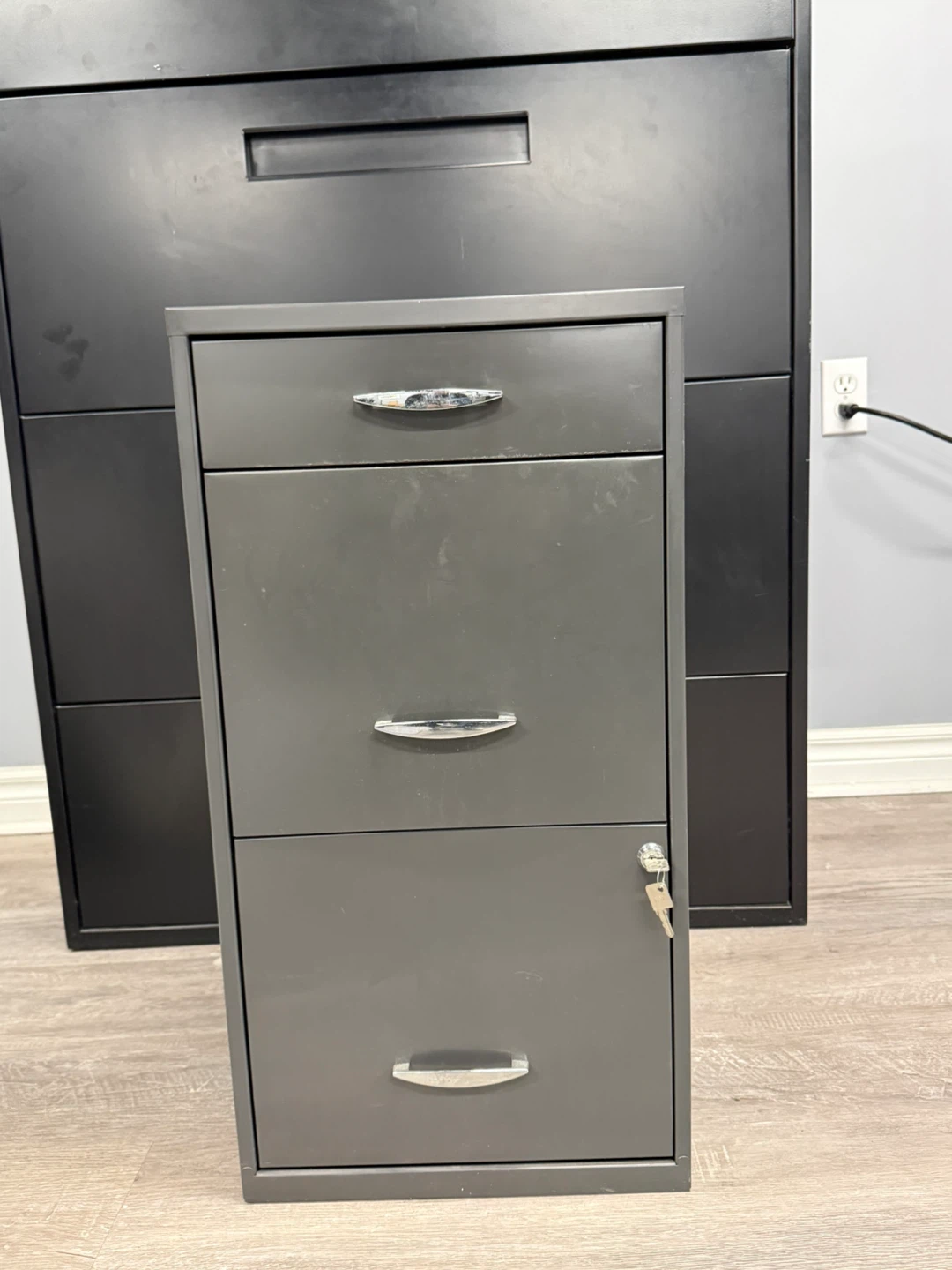 grey office 3-Drawer Vertical File Cabinet