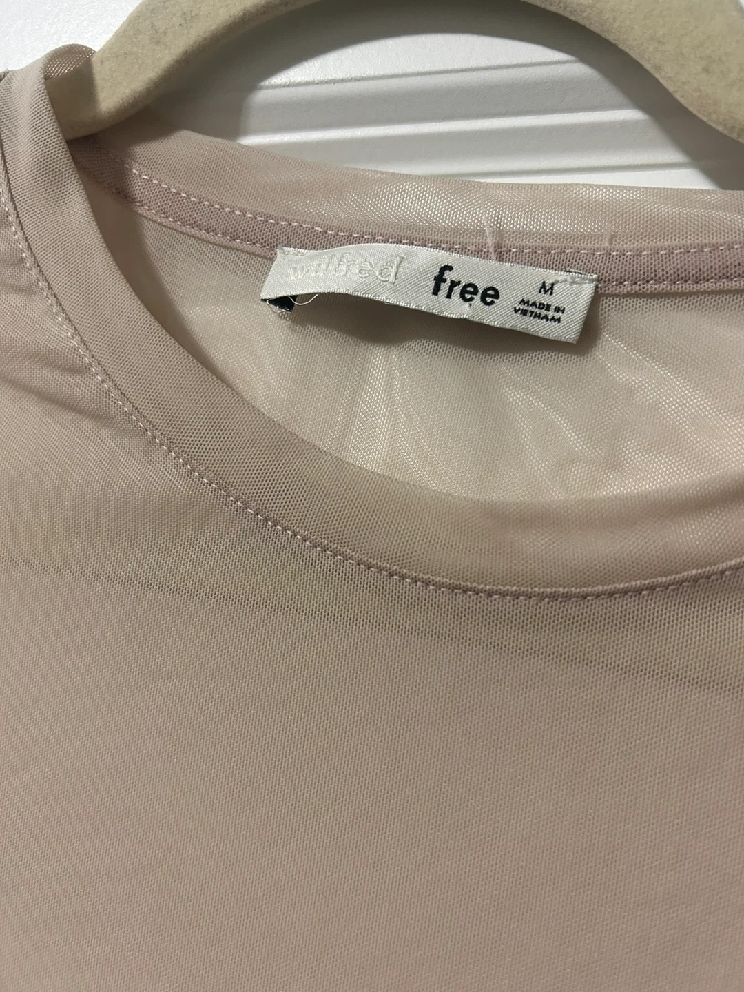 WILFRED beige sheer long sleeve top size  M - photo 4