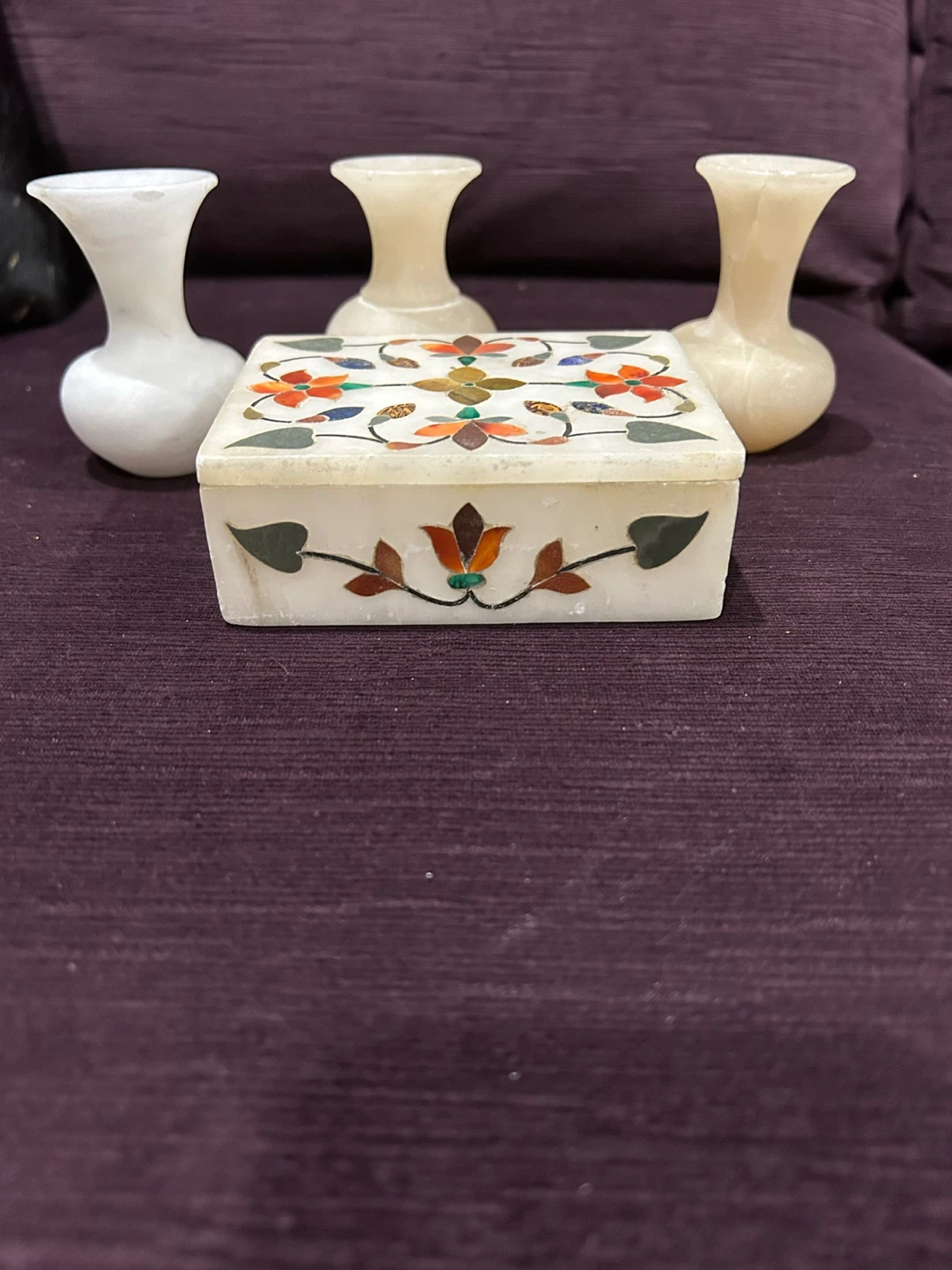 Marble Inlay Decorative Box and Vases Set - photo 2