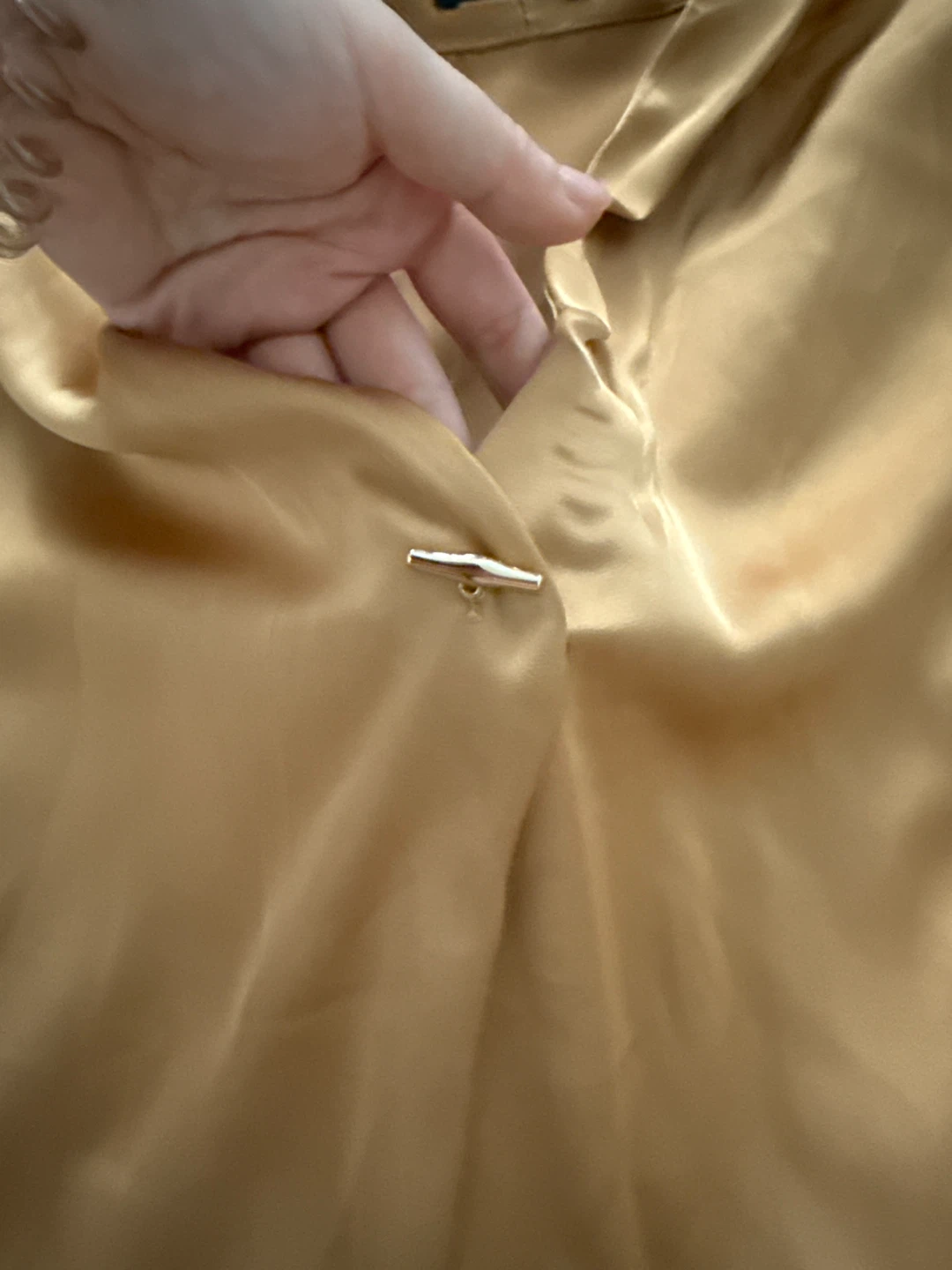 New Gold Satin Long Sleeve Blouse - photo 2