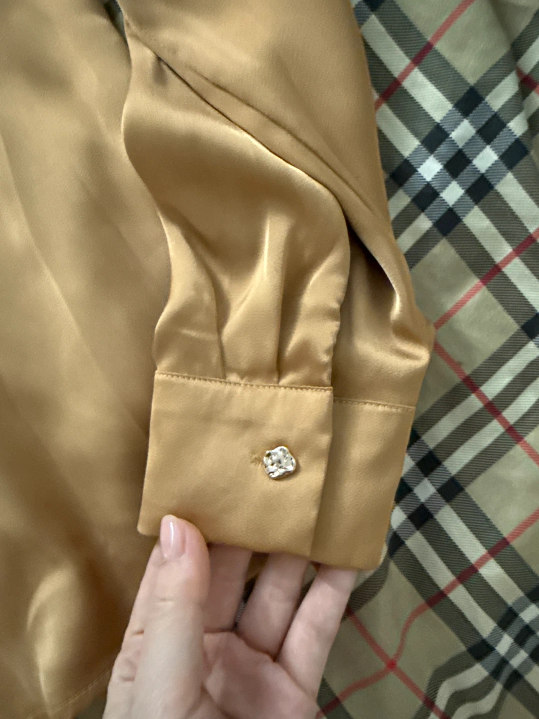 New Gold Satin Long Sleeve Blouse - photo 3