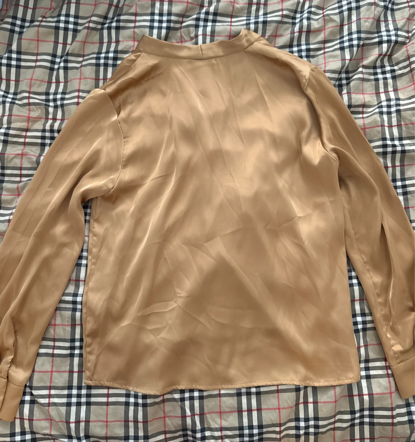 New Gold Satin Long Sleeve Blouse - photo 4