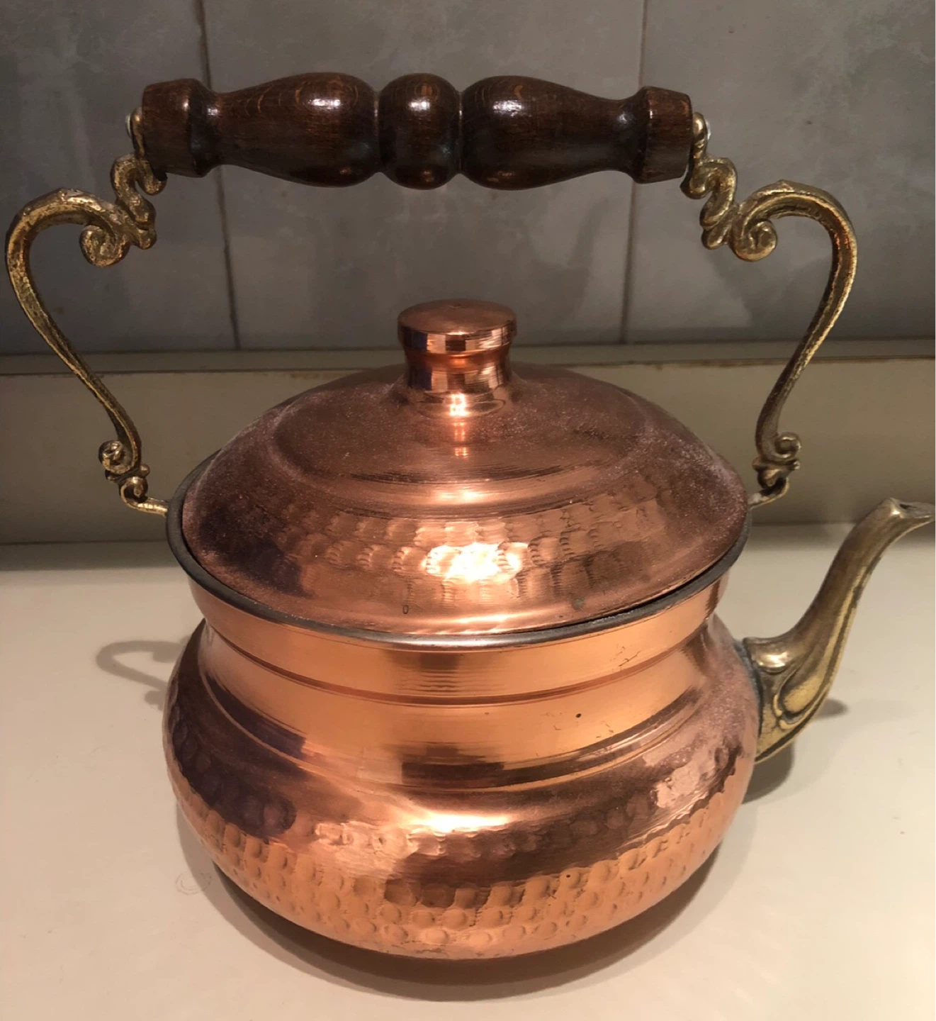 Vintage Hammered Copper Kettle