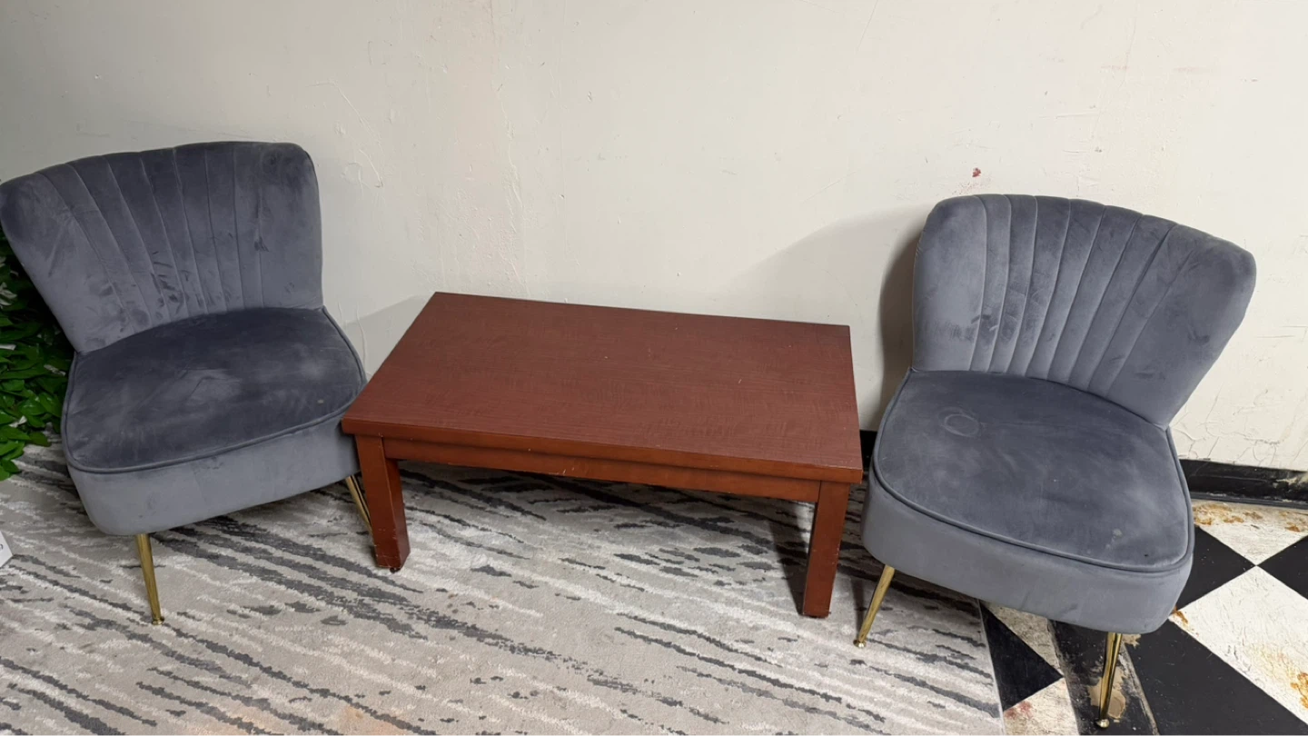 Velvet Accent Chairs and Coffee Table Set