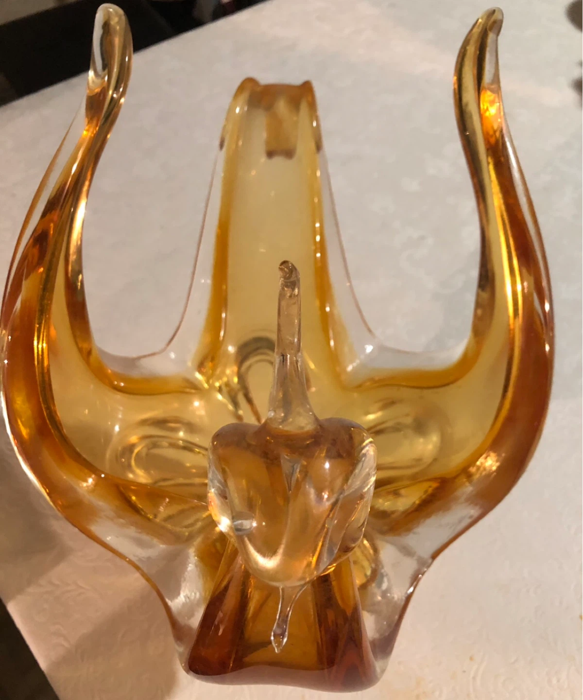 Amber Glass Swan Figurine Bowl - photo 2