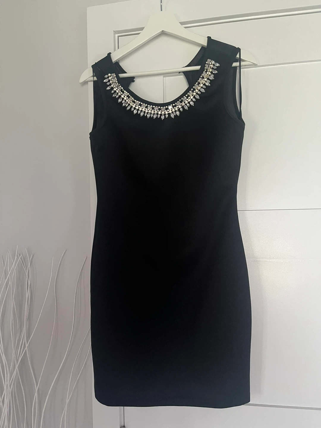Black Beaded Neckline Cocktail Dress - photo 2