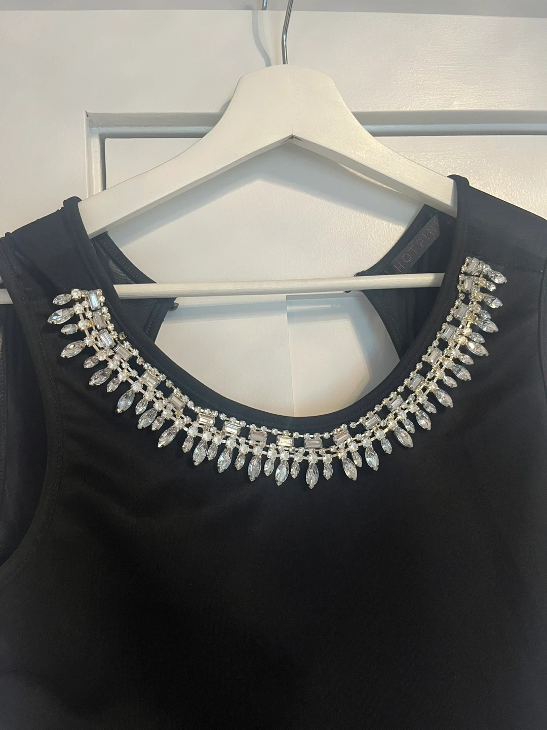 Black Beaded Neckline Cocktail Dress