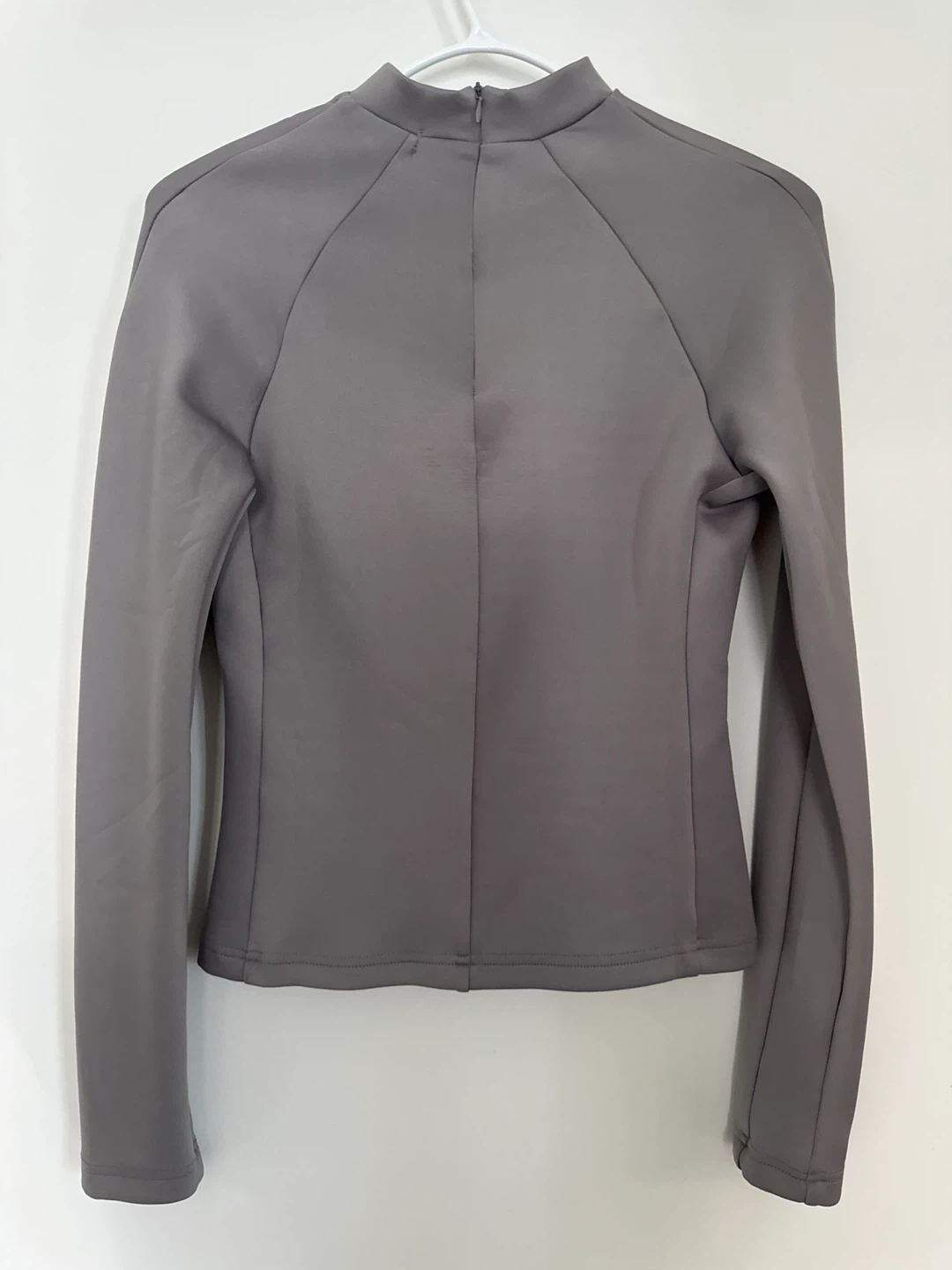 Grey Mock Neck Long Sleeve Top & Wide Leg Pants Set - photo 4