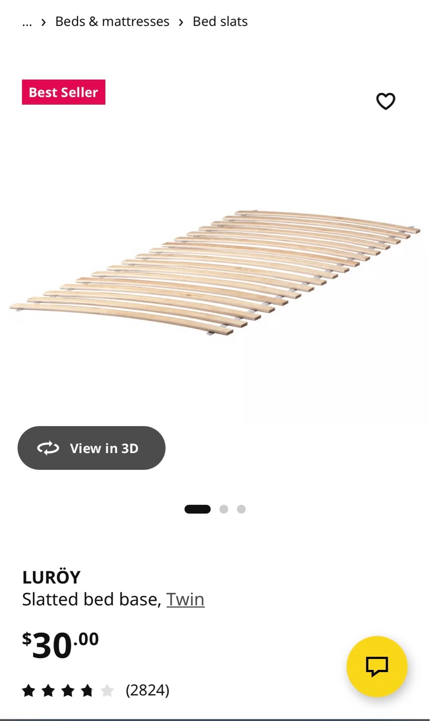 IKEA twin bed frame + slatted base + mattress - photo 2