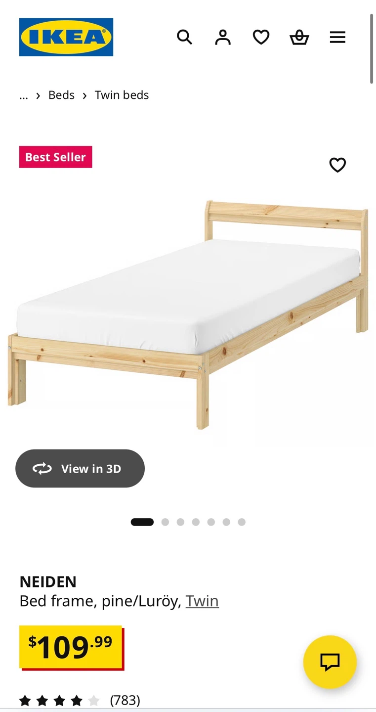 IKEA twin bed frame + slatted base + mattress