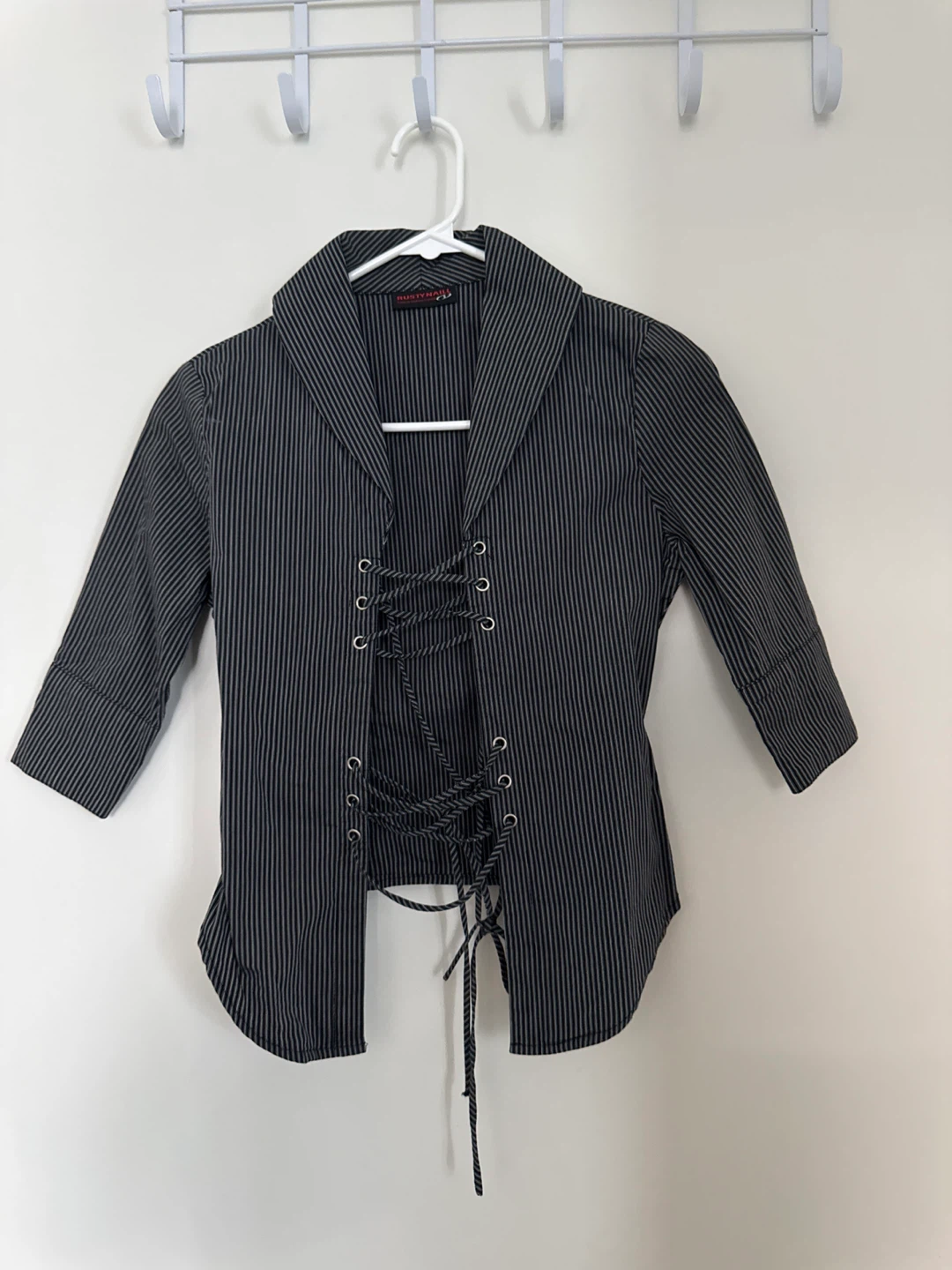 New Rusty Nail Pinstripe Lace-Up Blazer - photo 2