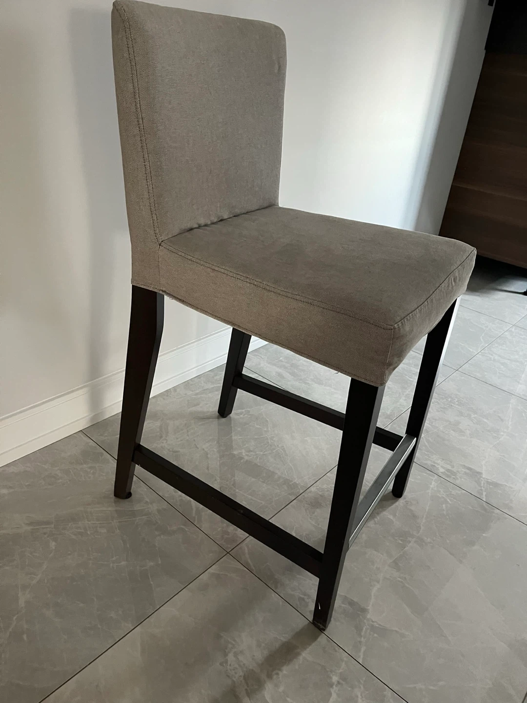 Grey Upholstered Bar Stools (Set of 4)