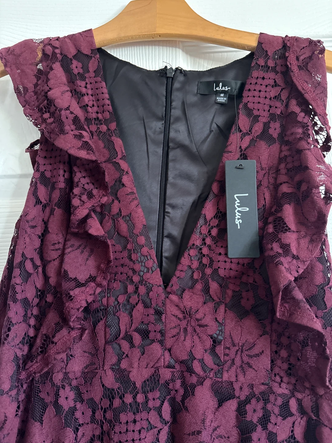 Lulus Burgundy Lace Tiered Ruffle Maxi Dress - photo 3