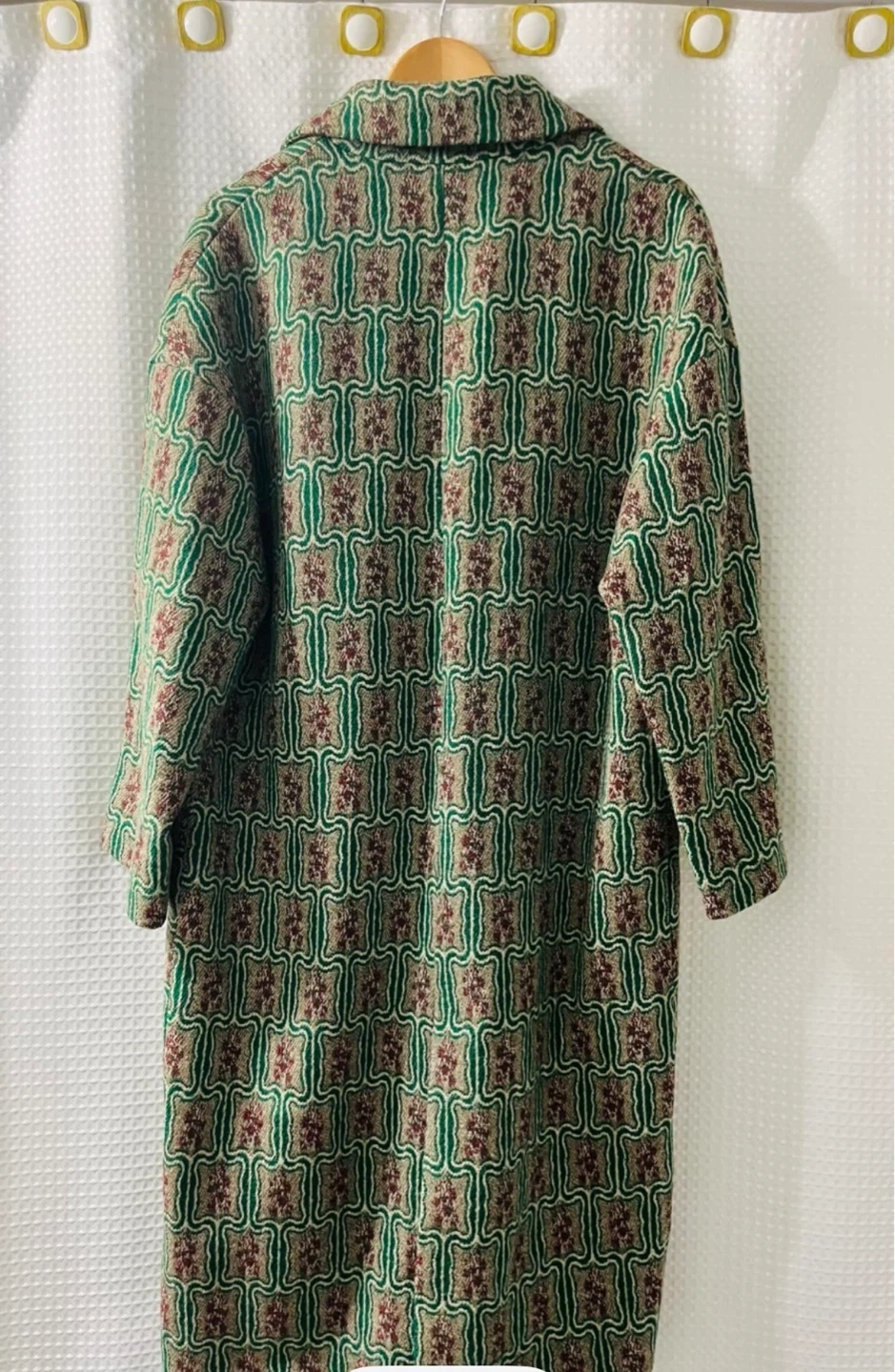 ZARA 100% Wool Textured Geometric Pattern Coat - photo 2