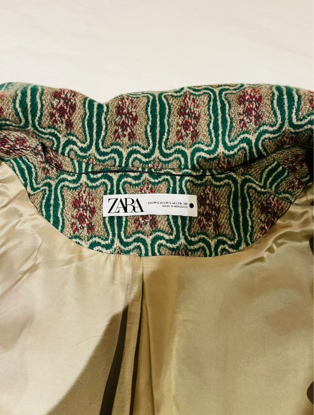 ZARA 100% Wool Textured Geometric Pattern Coat - photo 3