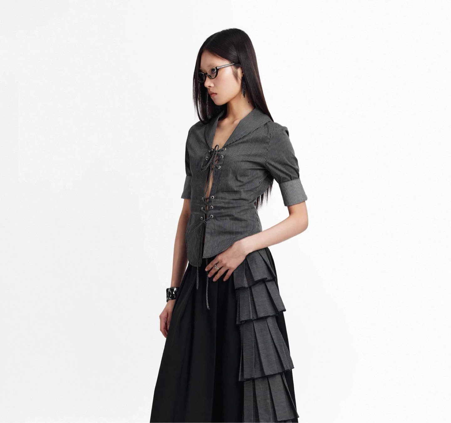 New Rusty Nail Pinstripe Lace-Up Blazer