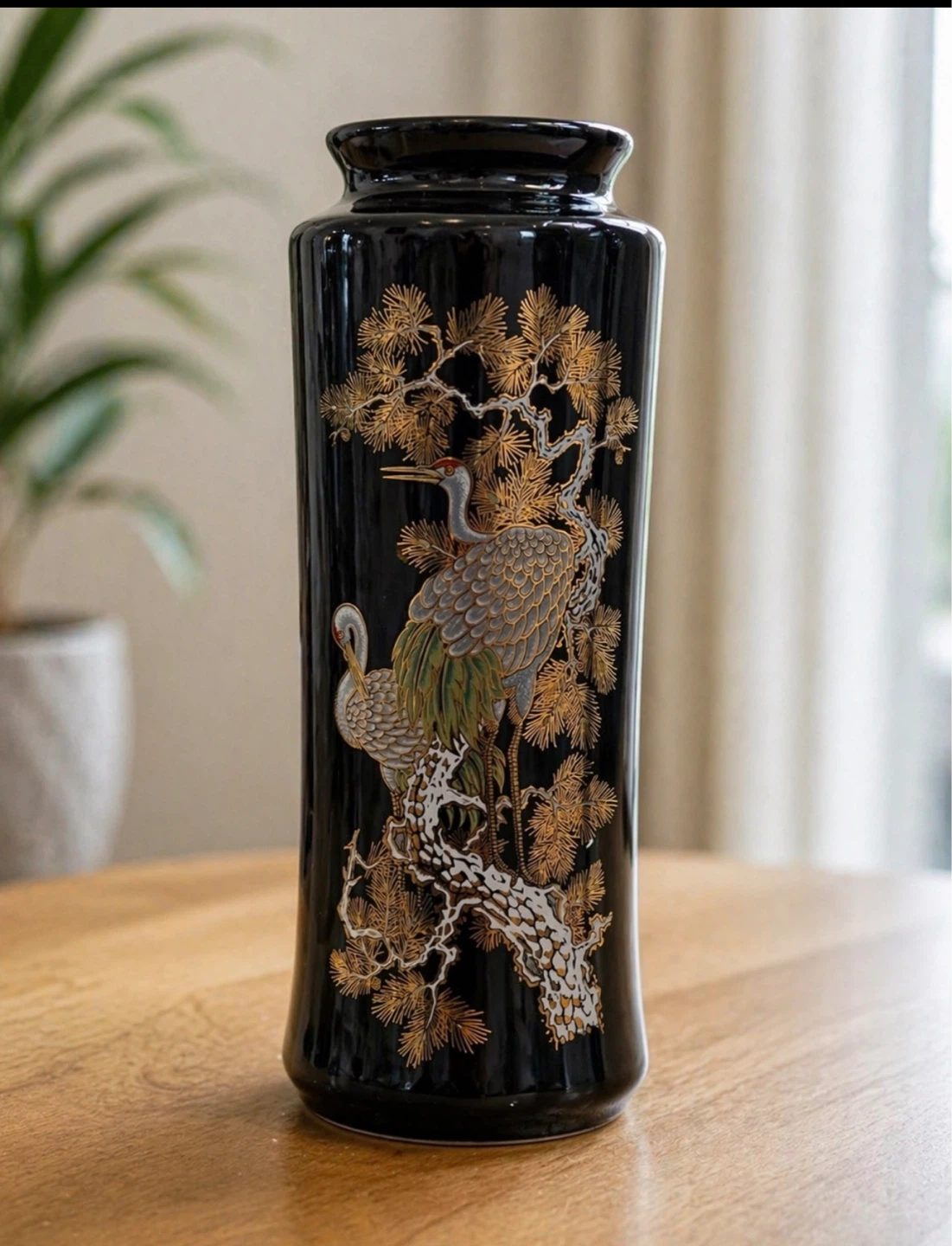 Japanese Crane and Pine Vase