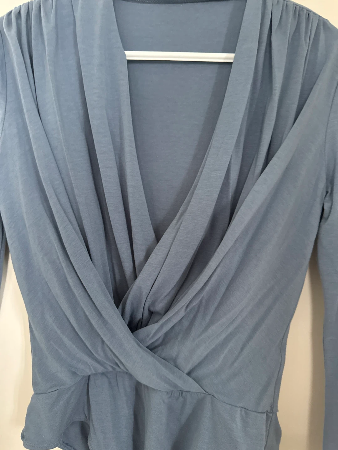 Blue long-sleeve wrap bodysuit - photo 2