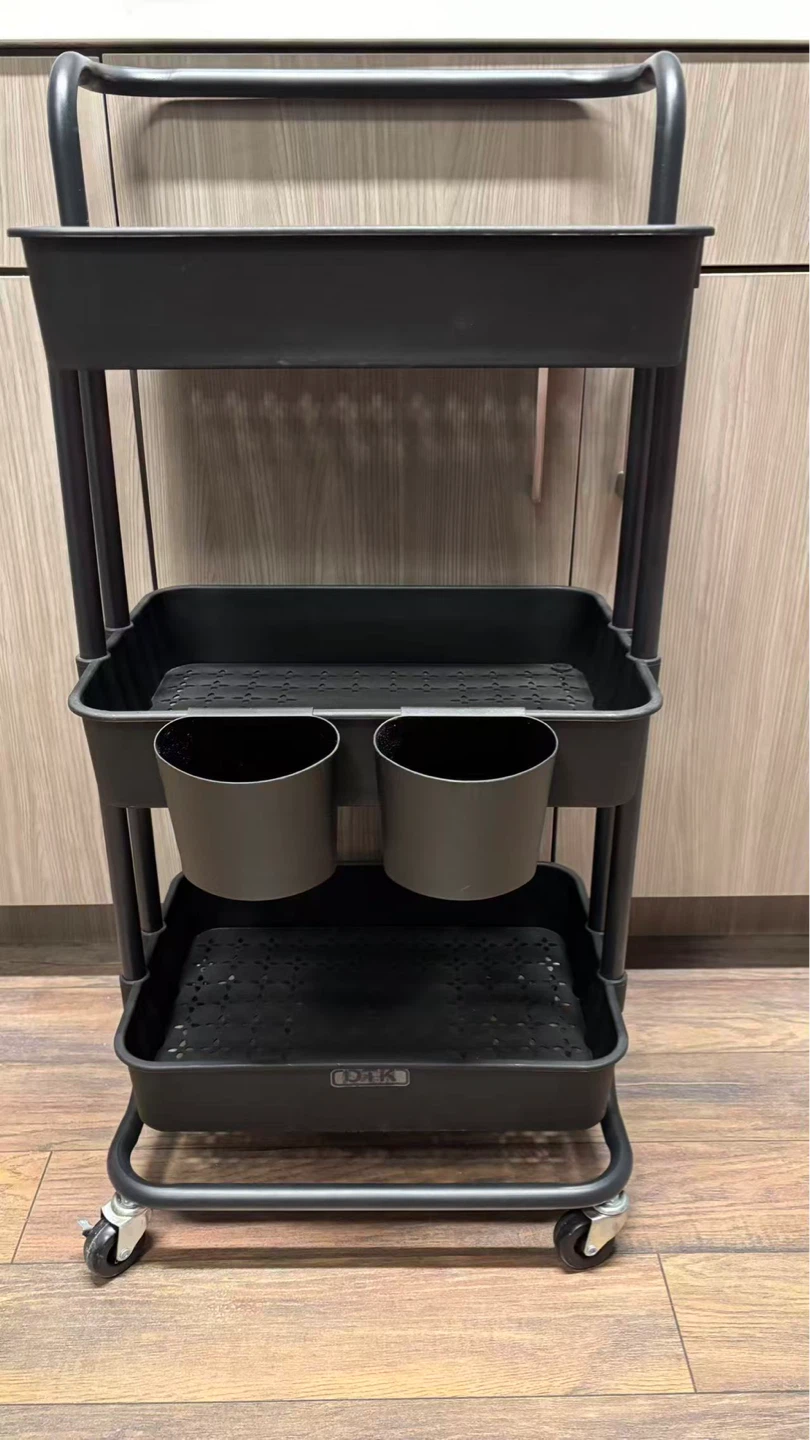 Black 3-Tier Rolling Storage Cart - photo 2