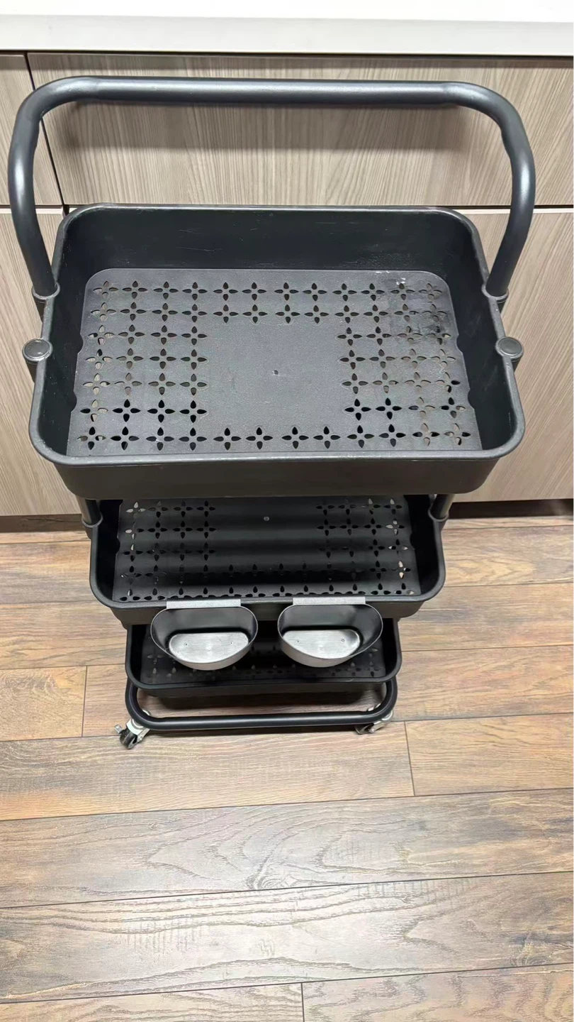 Black 3-Tier Rolling Storage Cart