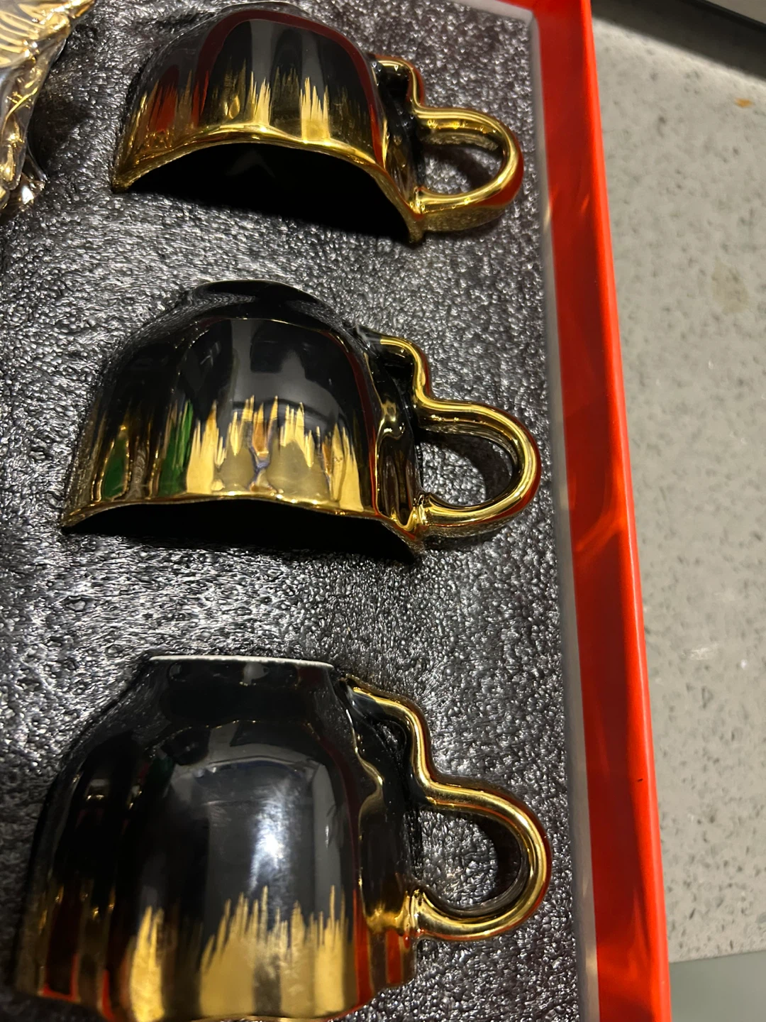 Set of 3 Black & Gold Espresso Cups - photo 3