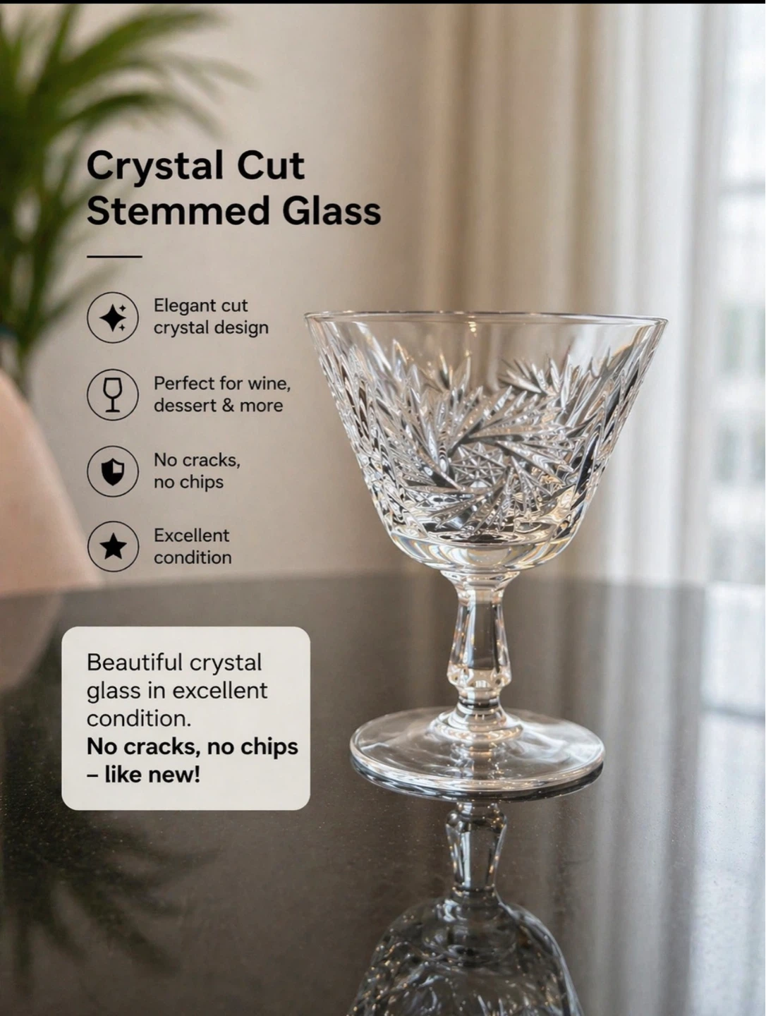 Set of 6 Cut Crystal Coupe Glasses - photo 2