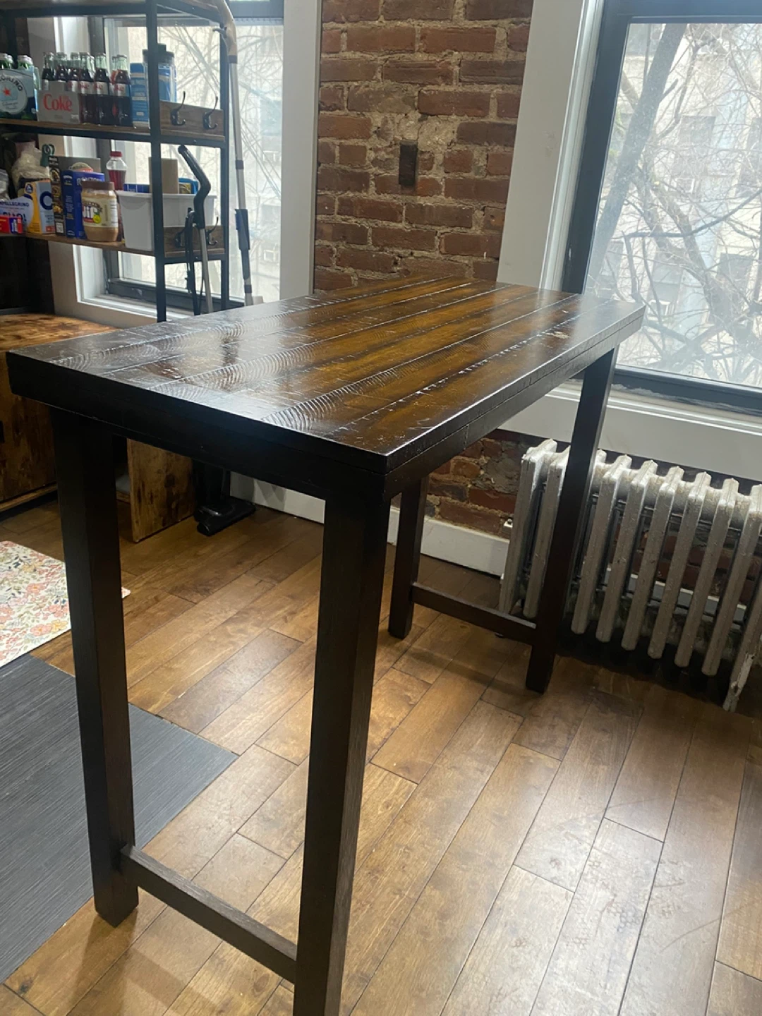 Dark Wood Bar Height Table with (2) Barstools - photo 2