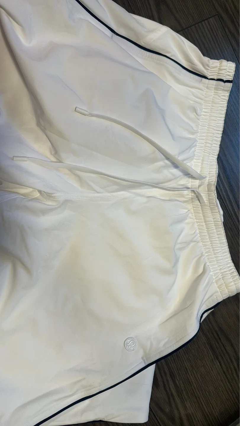 Lululemon White Track Pants with Navy Trim