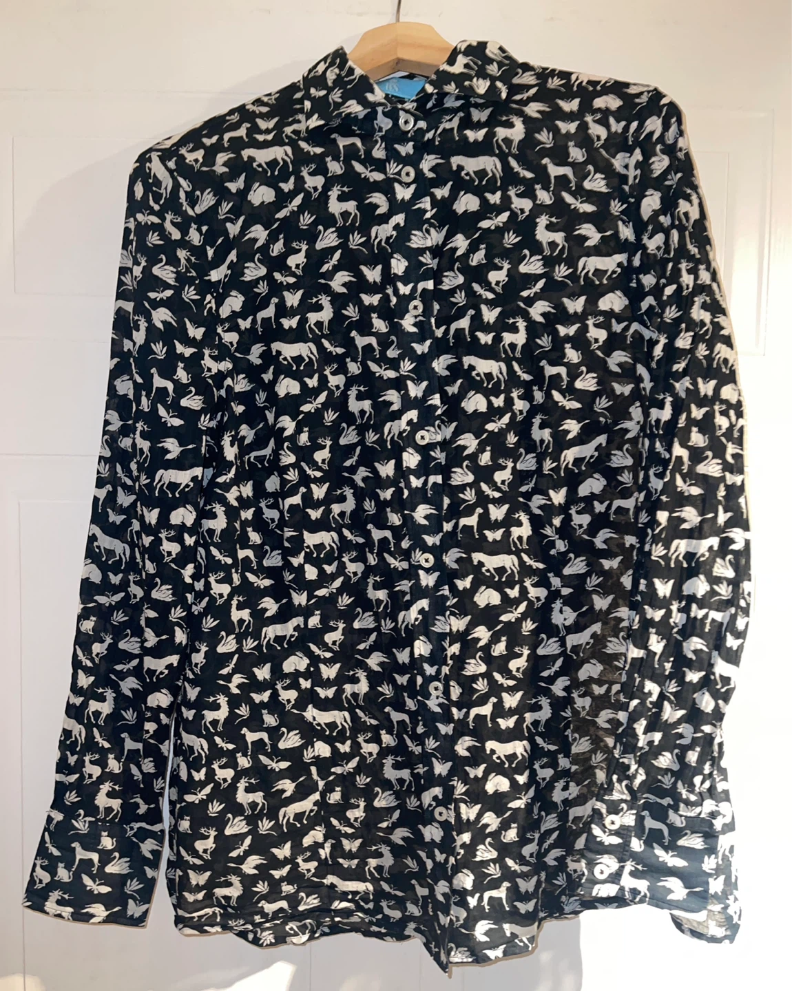 B.S Frankonia Animal Print Button-Up Cotton Blouse size L