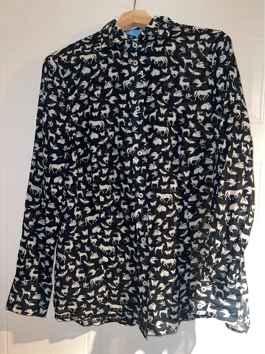 B.S Frankonia Animal Print Button-Up Cotton Blouse size L - photo 2