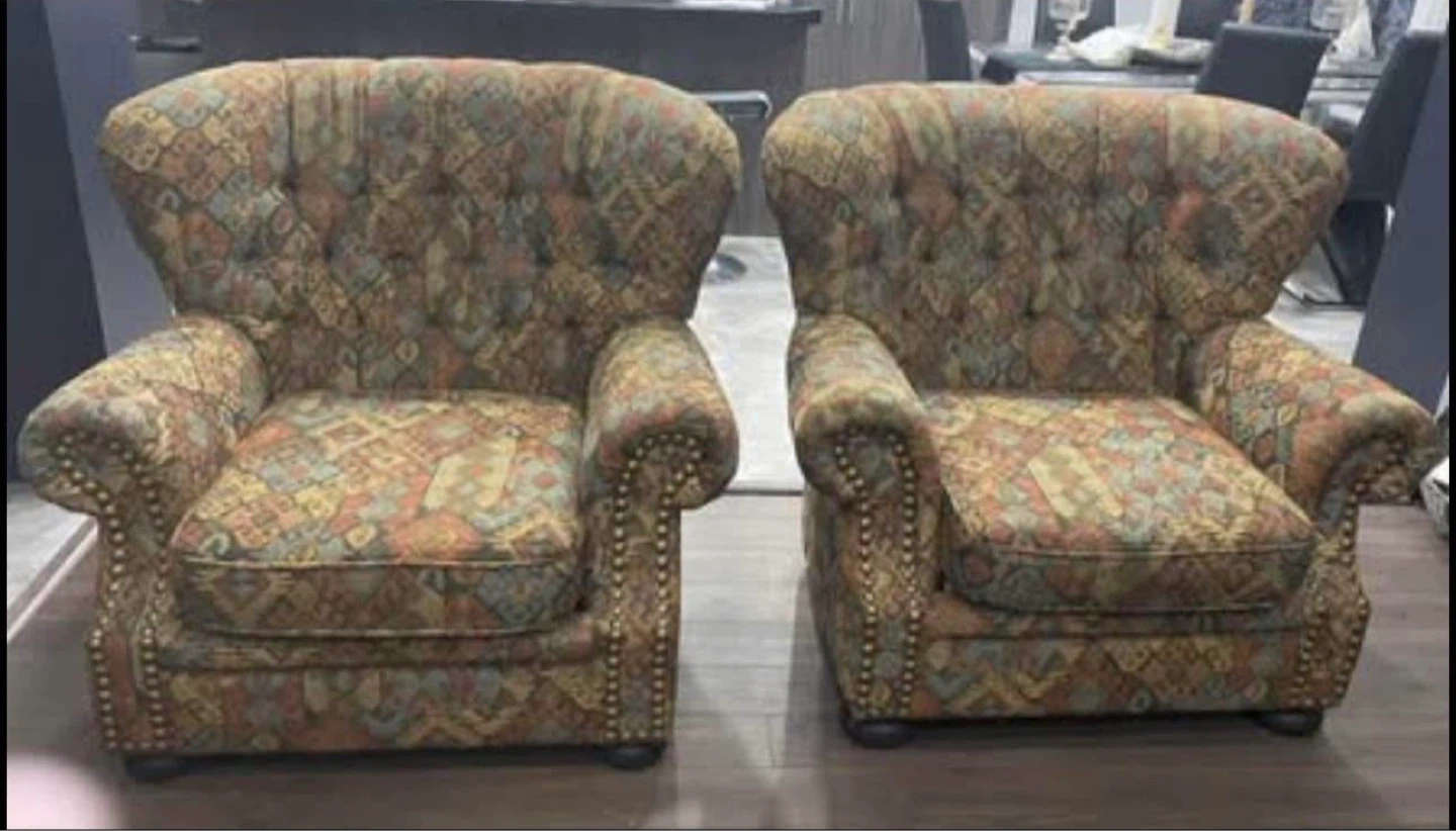 Vintage tufted accent chairs