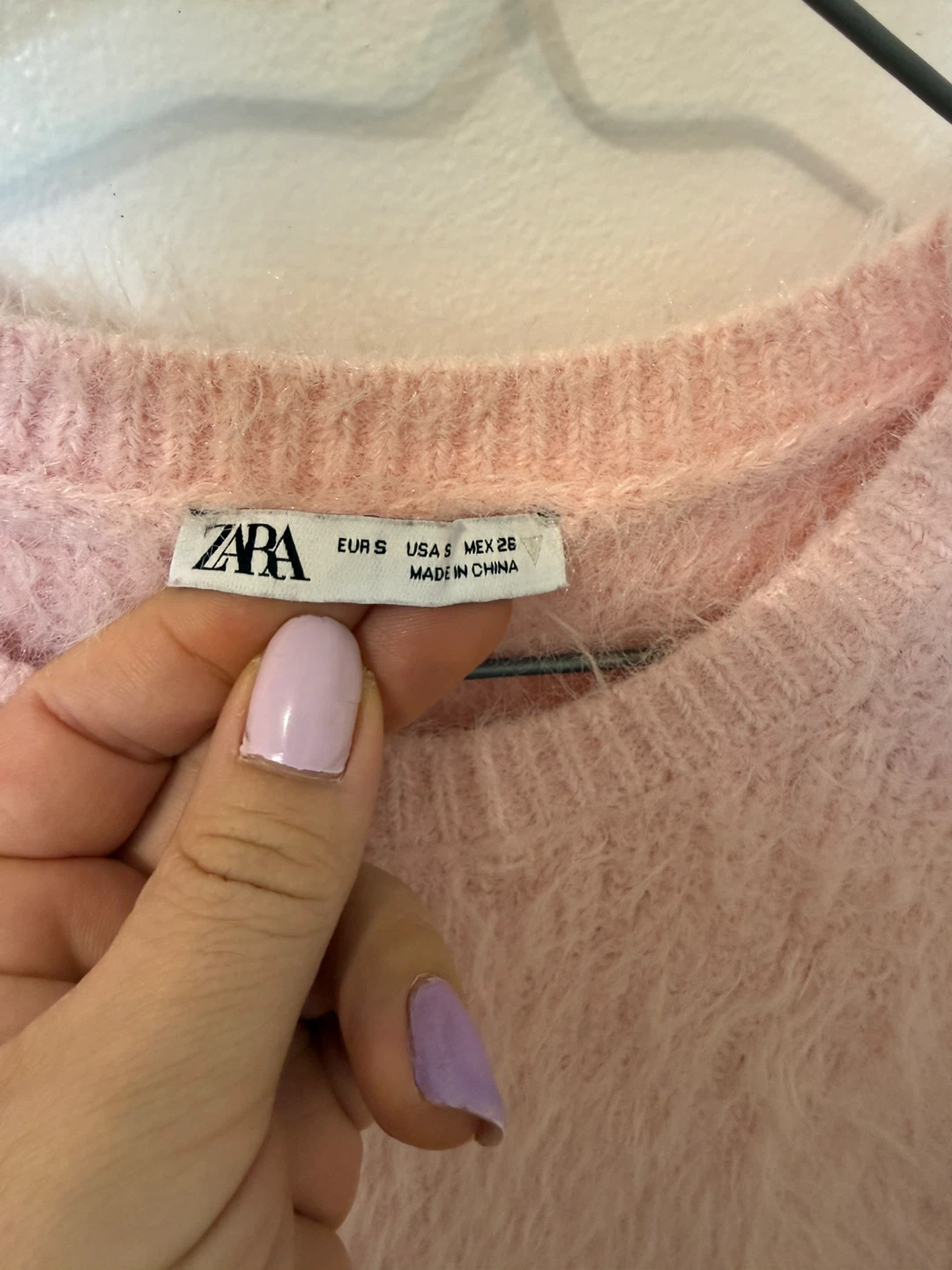 Zara Pink Fuzzy Short Sleeve Sweater Size S 🌱 - photo 2