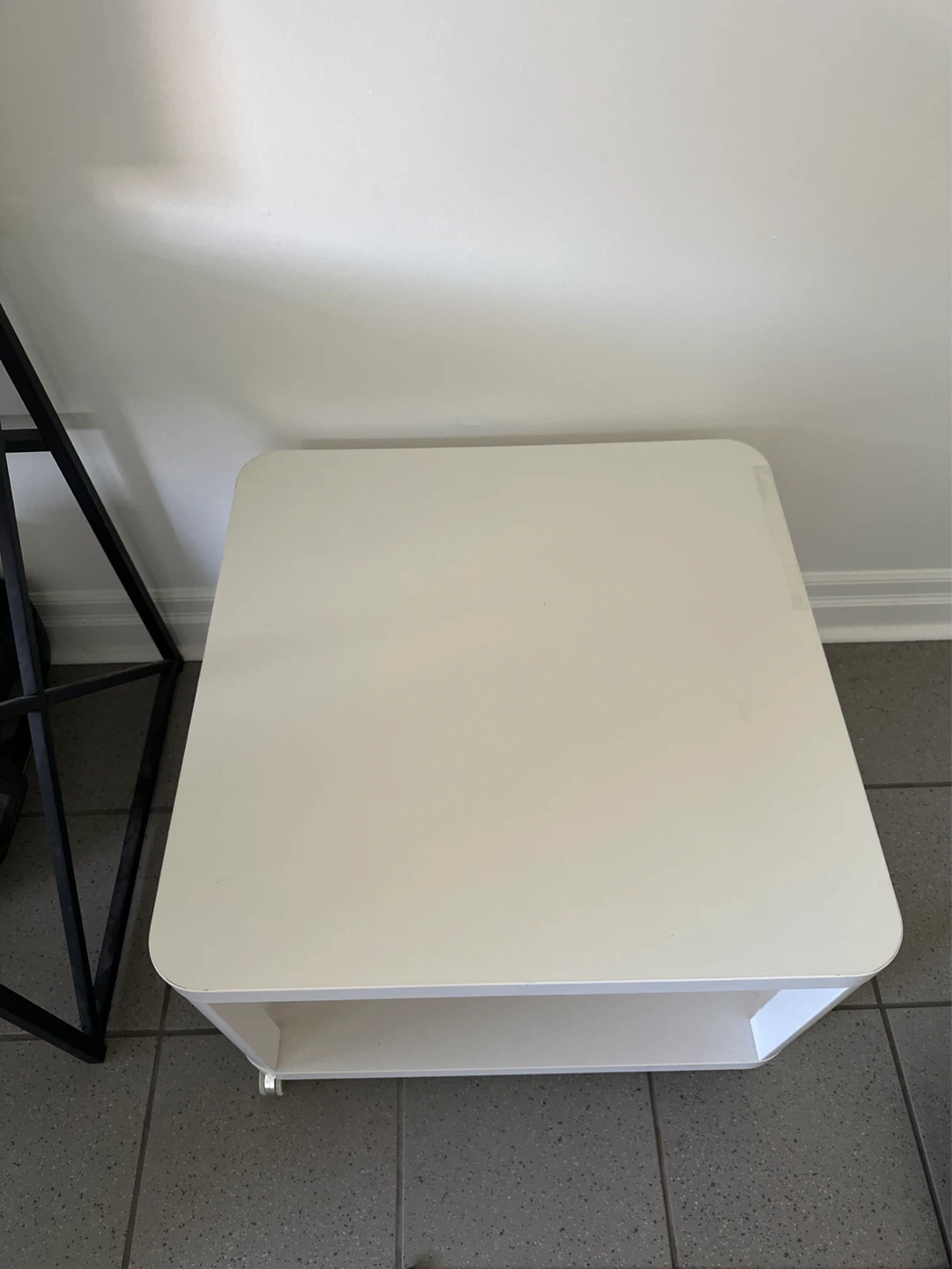 IKEA White Two-Tier Coffee Table with Wheels - photo 2